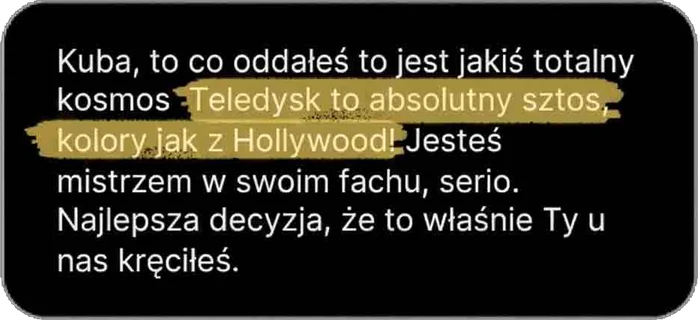 Kuba, to co oddałeś, to jest jakiś totalny kosmos. Teledysk to absolutny sztos, kolory jak z Hollywood! Jesteś mistrzem w swoim fachu, serio. Najlepsza decyzja, że to właśnie Ty u nas kręciłeś.